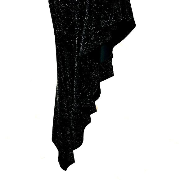 Privy Dress Womens Small Black Asymmetrical Sleeveless V Neck Glittery Ruffled - Picture 4 of 13